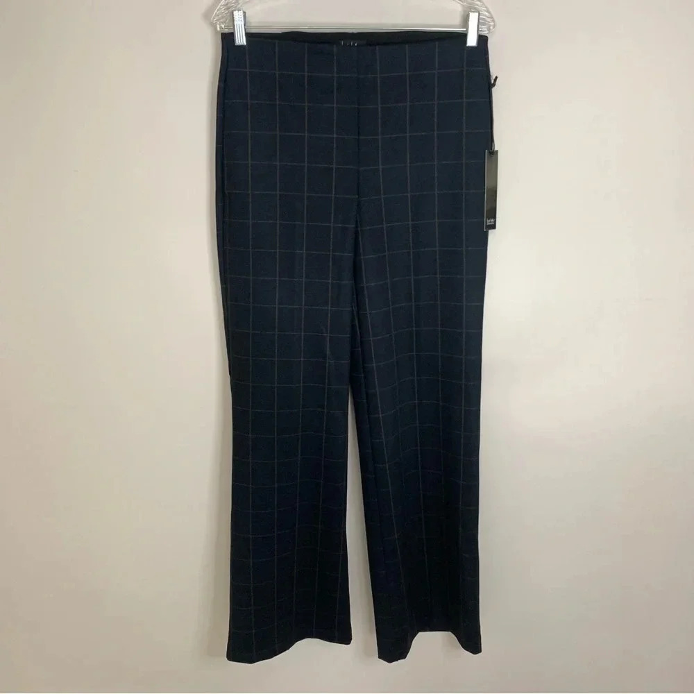 NWT Nicole Miller Wide Leg Plaid Pants M
